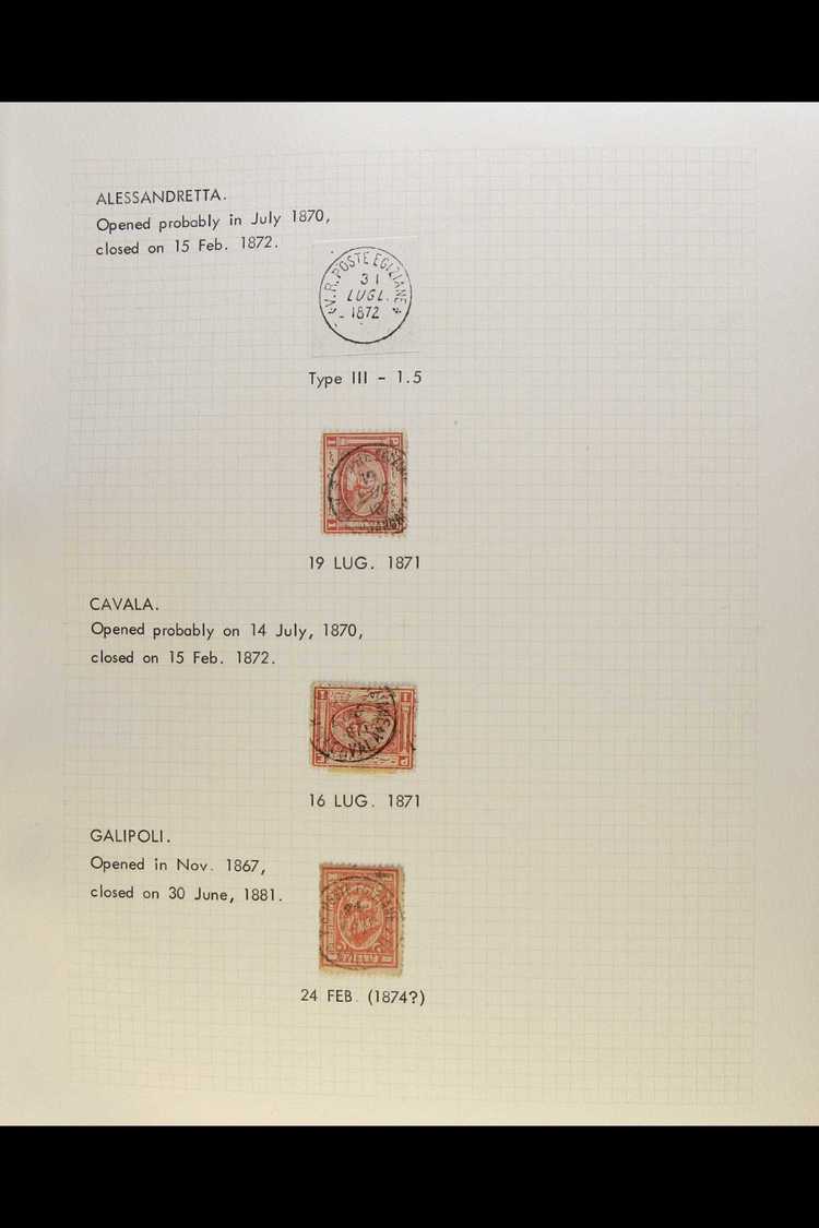 EGYPT USED ABROAD - THE LEVANT.  A Beautiful Collection Of 1867 To 1879 Egyptian Pyramid Stamps Cancelled By Cds's From  - Otros & Sin Clasificación