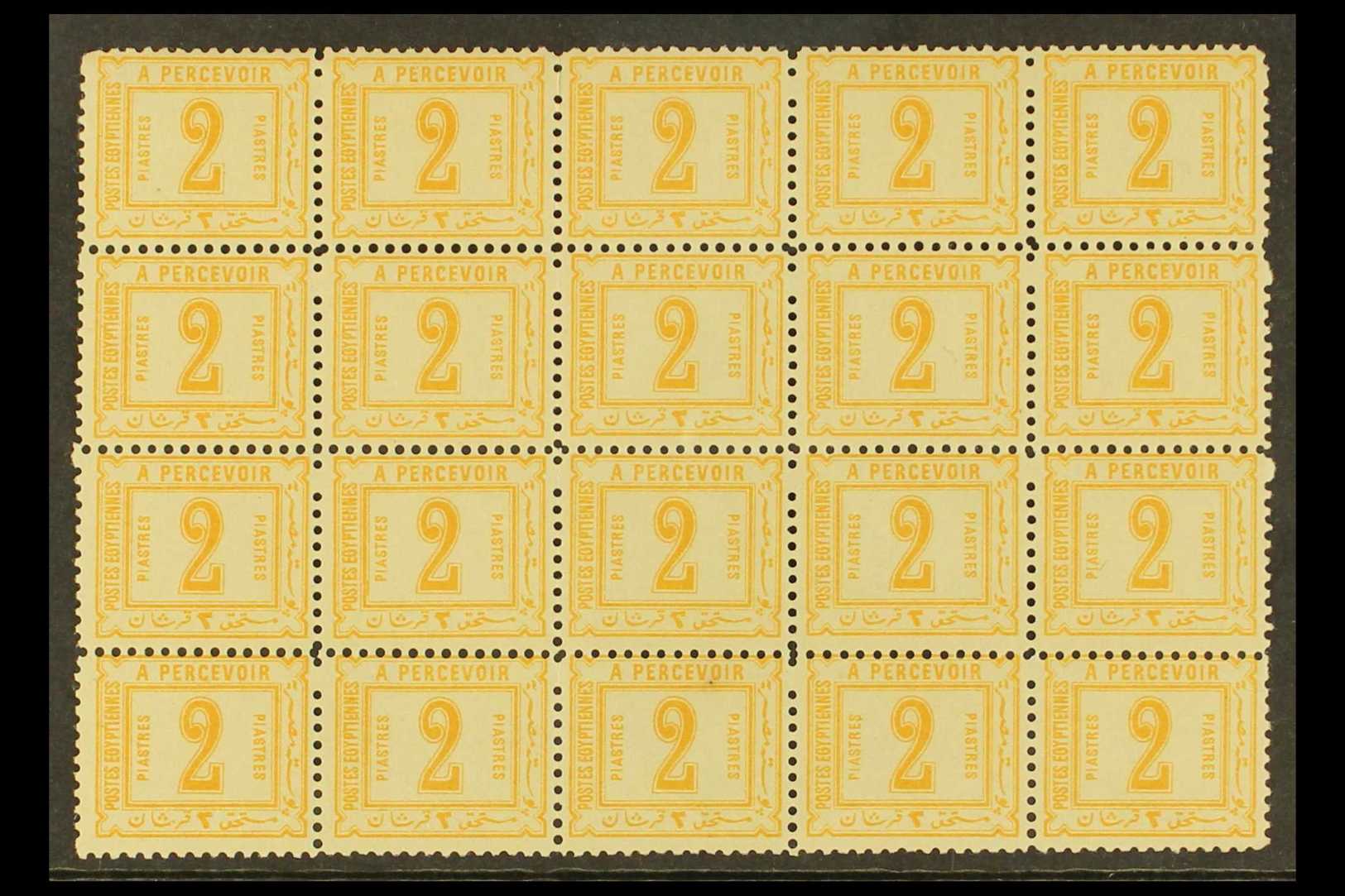 POSTAGE DUES  1888 2p Orange, Perf 11½ No Watermark, As SG D69, An Impressive NHM BLOCK OF 20 Forgeries. (20 Forgeries)  - Otros & Sin Clasificación