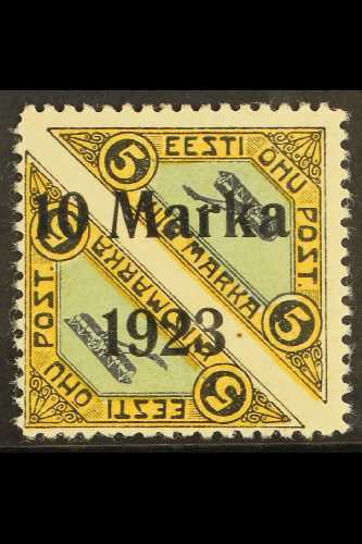 1923  10m On 5m + 5m Air Pair, Yellow, Blue & Black, Perf 11½, Mi 43A, SG 46a, Very Fine Mint For More Images, Please Vi - Estland