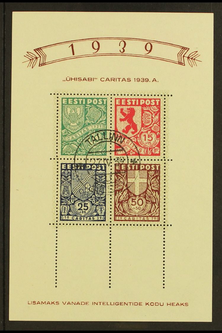 1939  Caritas Mini-sheet (Michel Block 3, SG MS147a), Superb Cds Used, Fresh. For More Images, Please Visit Http://www.s - Estonia