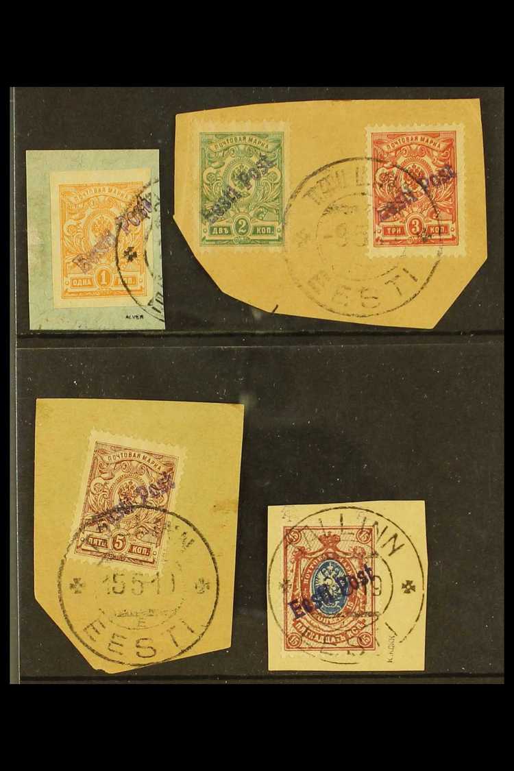 TALLINN (REVAL)  1919 1k Imperf And 2k, 3k, 5k & 15k Perf With "Eesti Post" LOCAL OVERPRINTS (Michel 1 B,  2/4 A & 7A, S - Estonie