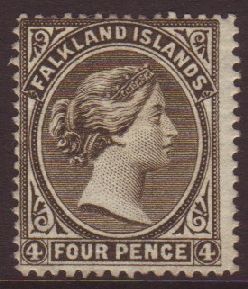 1885  4d Grey Black, Wmk CA Sideways, SG 10, Fine Mint, Some Light Staining On Gum Not Showing Through. For More Images, - Falkland