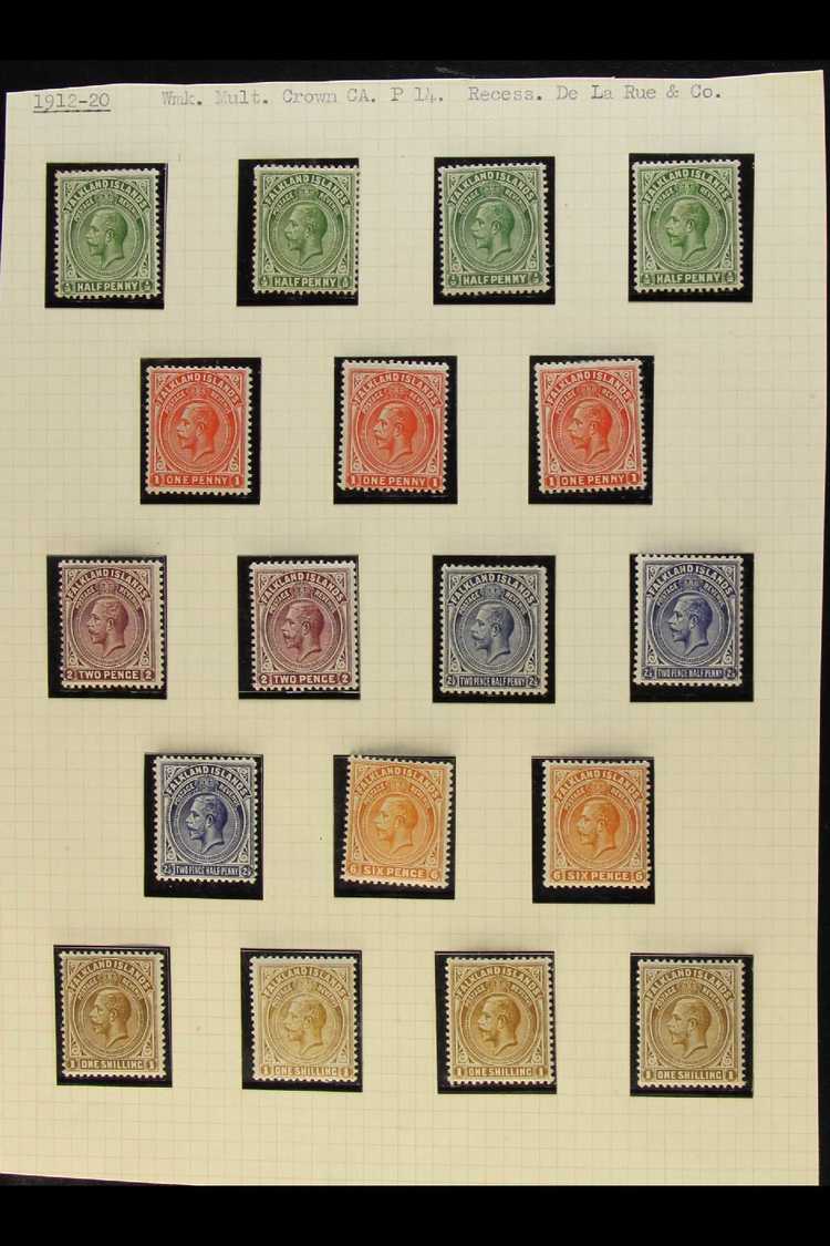 1912-1932 KGV FINE MINT  Comprises 1912-20 (wmk Mult Crown CA) All Values To 1s (4) Including Several Shades; 1918-20 Wa - Falkland
