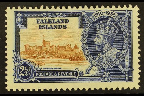 1935  2½d Brown And Deep Blue Silver Jubilee, Variety "Re-entry On Value Tablet", SG 140l, Very Fine Mint. For More Imag - Falkland