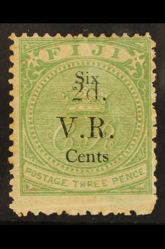 1875  2c On 6c On 3d Green, Surcharge In Black, SG 25, Mint With A Couple Of Tiny Gum Thins, Light Crease Across Base Cl - Fidji (...-1970)