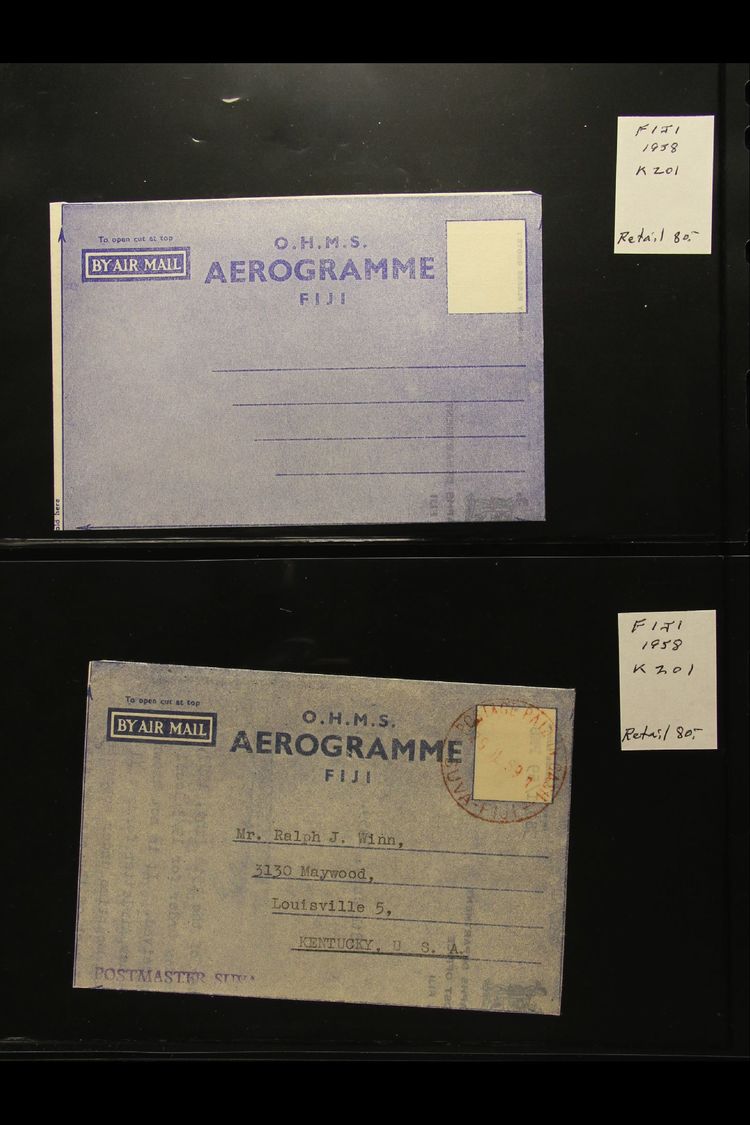 1958-1971 O.H.M.S. AEROGRAMMES  Collection Of Unused (2) And Used (6) Stampless Official Air Letters Commencing With The - Fidji (...-1970)