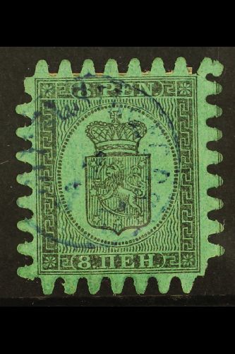 1866-67  8p Black/blue Green (Type III) Serpentine Roulette, SG 46, Fine Used For More Images, Please Visit Http://www.s - Otros & Sin Clasificación