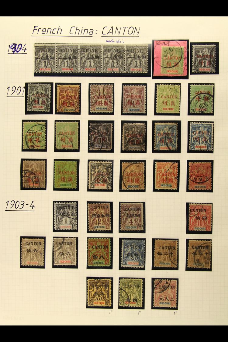 CANTON  1901-1919 USED COLLECTION In Hingeless Mounts On Leaves, Inc 1901-02 Most Vals To 30c, 40c & 50c, 1903-04 Most V - Otros & Sin Clasificación