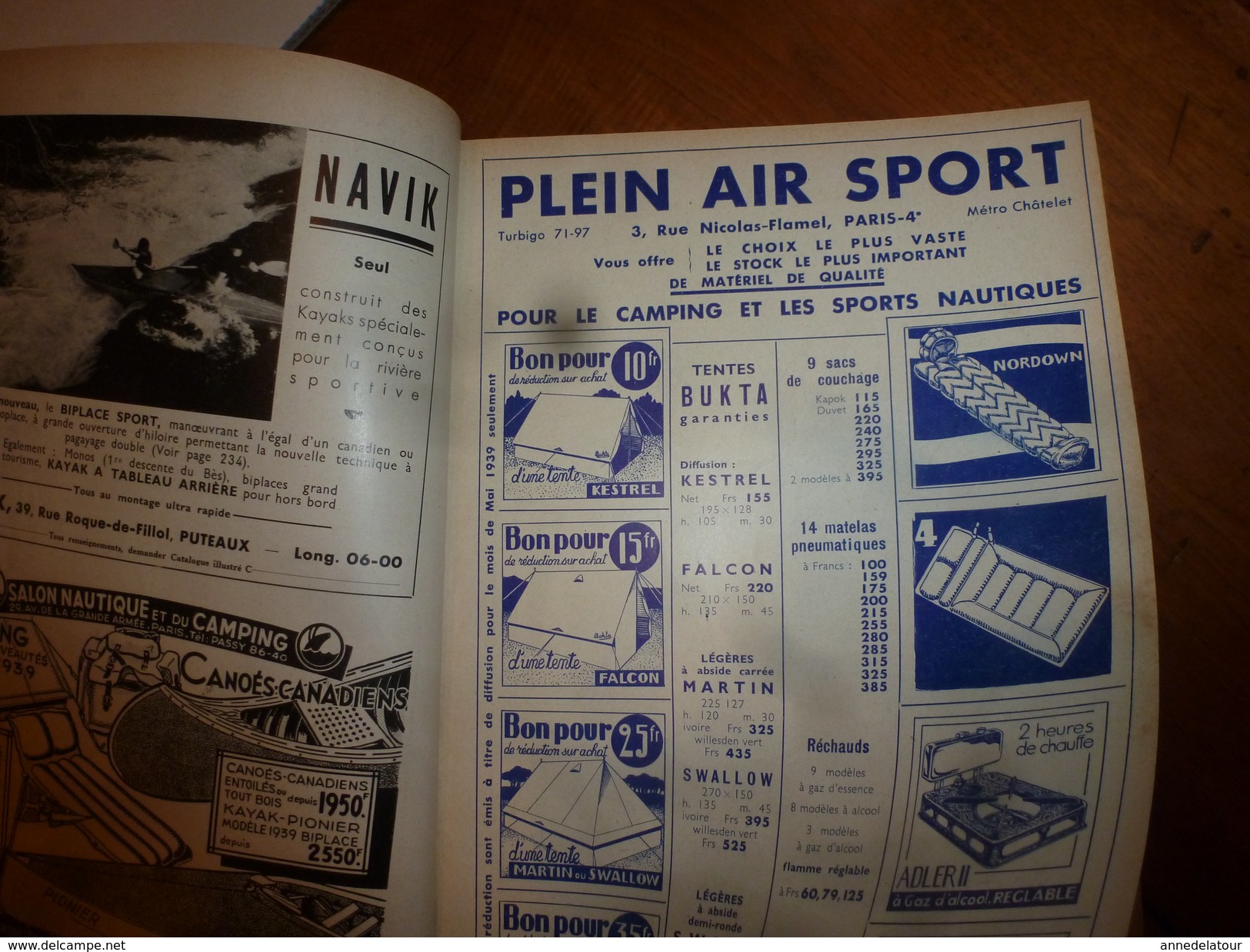 1939 CAMPING ->En Tunisie;Descente Bès;Baléares;Majorque;Kayak biplace et technique;Construire ma roulotte;Tentes;Pubs