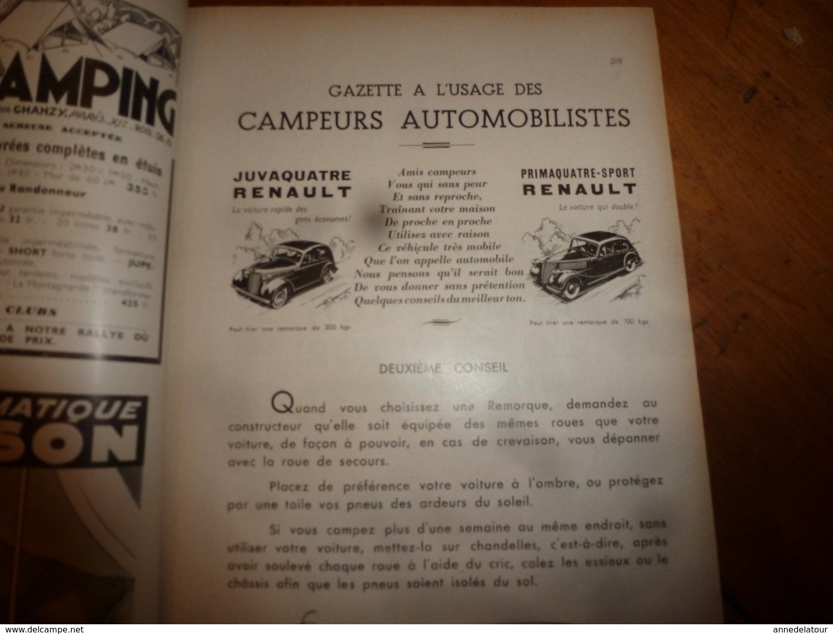 1939 CAMPING ->En Tunisie;Descente Bès;Baléares;Majorque;Kayak biplace et technique;Construire ma roulotte;Tentes;Pubs