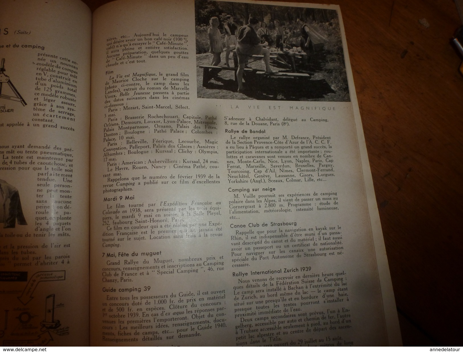 1939 CAMPING ->En Tunisie;Descente Bès;Baléares;Majorque;Kayak biplace et technique;Construire ma roulotte;Tentes;Pubs