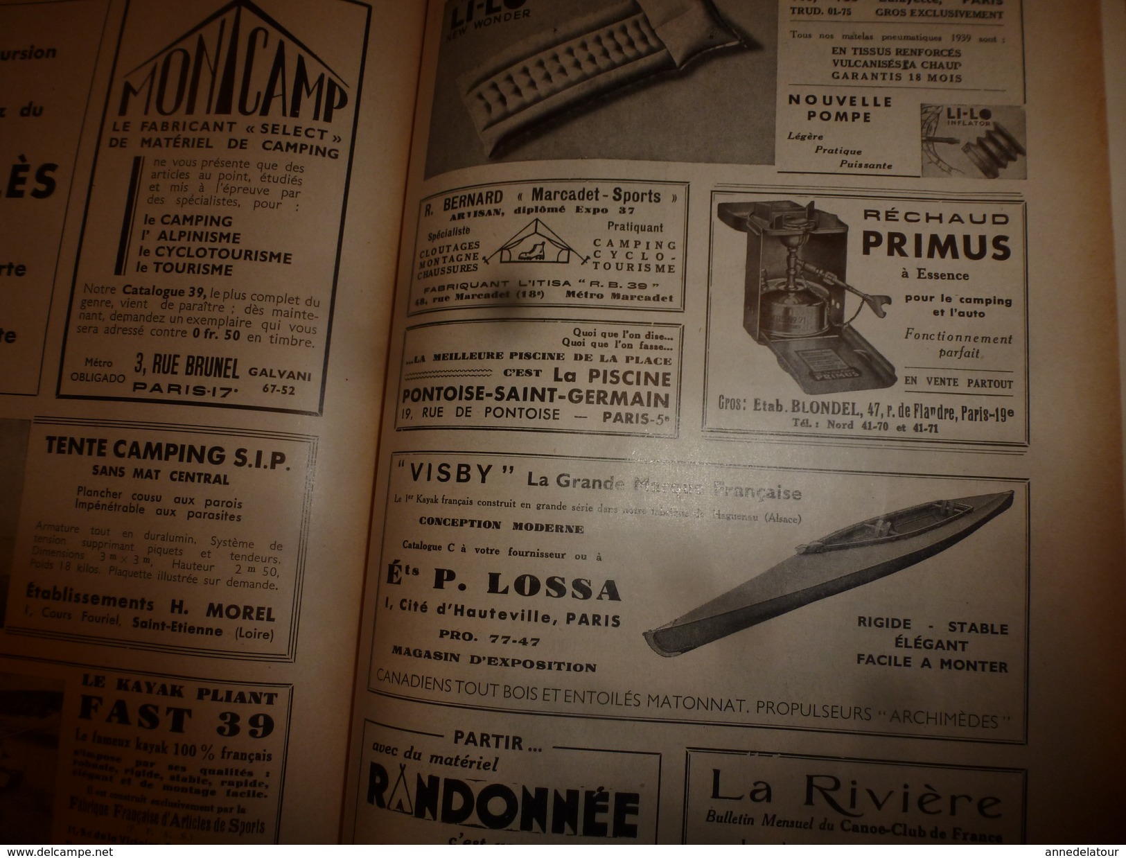 1939 CAMPING ->En Tunisie;Descente Bès;Baléares;Majorque;Kayak biplace et technique;Construire ma roulotte;Tentes;Pubs
