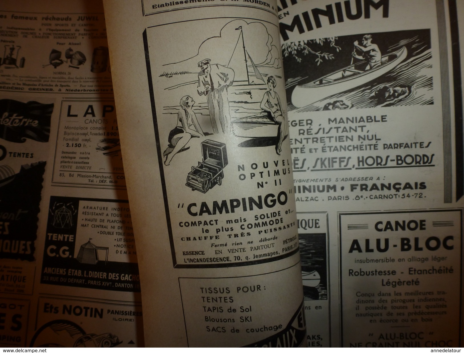 1939 CAMPING ->En Tunisie;Descente Bès;Baléares;Majorque;Kayak biplace et technique;Construire ma roulotte;Tentes;Pubs