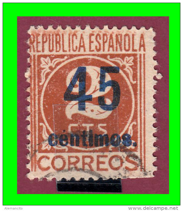 SELLO HABILITADO DE 45 CÉNTIMOS SOBRE 2 CÉNTIMOS. CIFRAS. CASTAÑO.  AÑO 1938 II REPUBLICA - Used Stamps