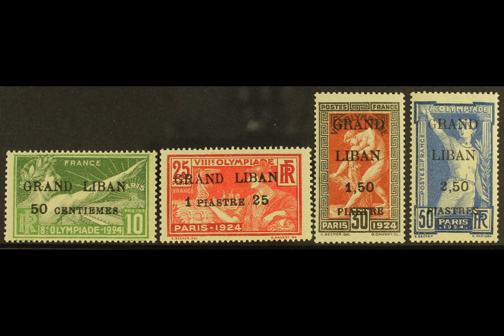 LEBANON  1924 "GRAND LIBAN" Surcharges On Olympic Games Complete Set (Yvert 18/21, SG 18/21), Never Hinged Mint, 2.50p O - Otros & Sin Clasificación