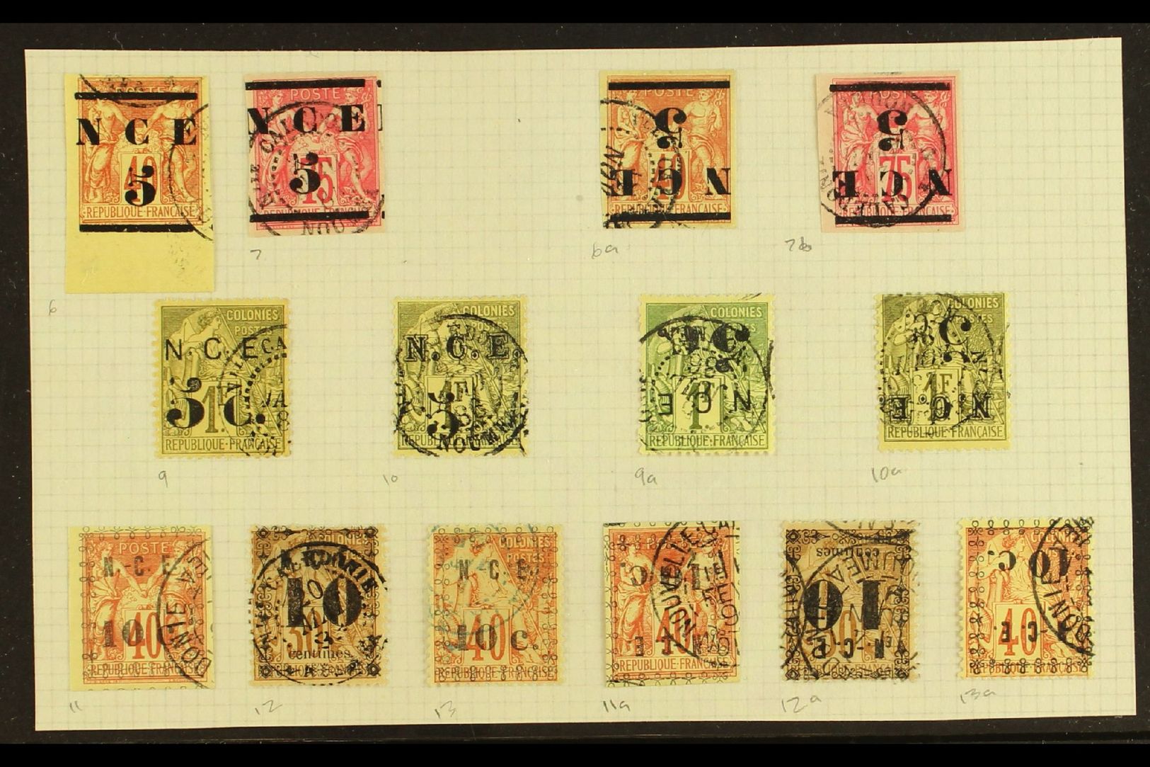 NEW CALEDONIA  1883 To 1892 Small Group Of Stamps With Matching Upright AND Inverted Surcharges, Each In Very Fine Used  - Otros & Sin Clasificación