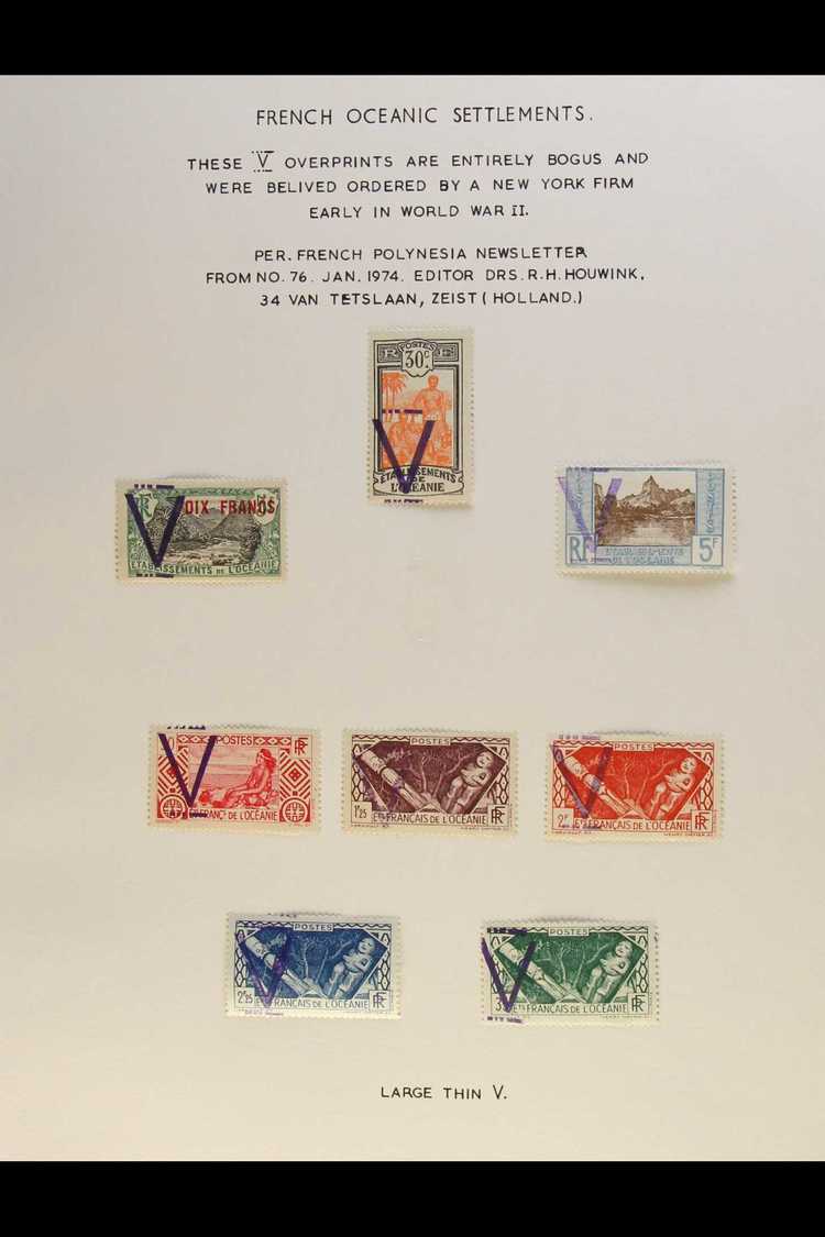 OCEANIA  1942 Fine Mint Collection Of All Different Stamps With Local Bogus Privately Produced Large "V" Overprints. Ver - Otros & Sin Clasificación