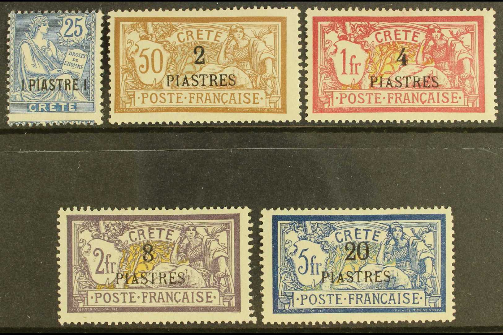 POST OFFICES IN CRETE  1903 Surcharges Complete Set (Yvert 16/20, SG 16/20) Fine Mint. (5 Stamps) For More Images, Pleas - Otros & Sin Clasificación