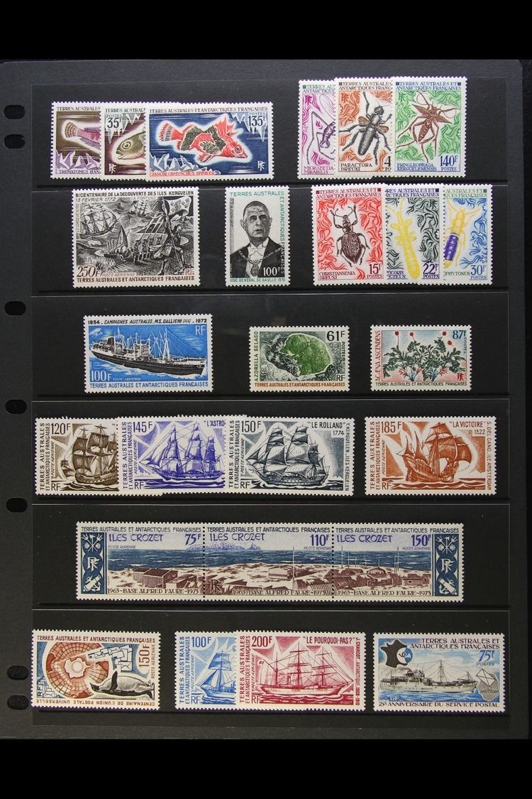 TAAF  1972-1976 NEVER HINGED MINT COLLECTION On Stock Pages, All Different, Inc 1972 & 1973 Insects Sets, 1972 100f De G - Otros & Sin Clasificación