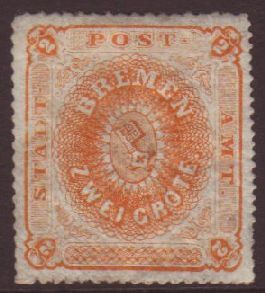 BREMEN  1863 2Gr Orange, Percés én Scie 16, Mi 5, Very Fine Mint. For More Images, Please Visit Http://www.sandafayre.co - Otros & Sin Clasificación