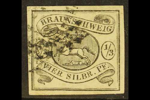BRUNSWICK  1853 1/3sgr Black On White (Michel 5, SG 5), Fine Used With Four Large Margins, Fresh & Attractive. For More  - Autres & Non Classés