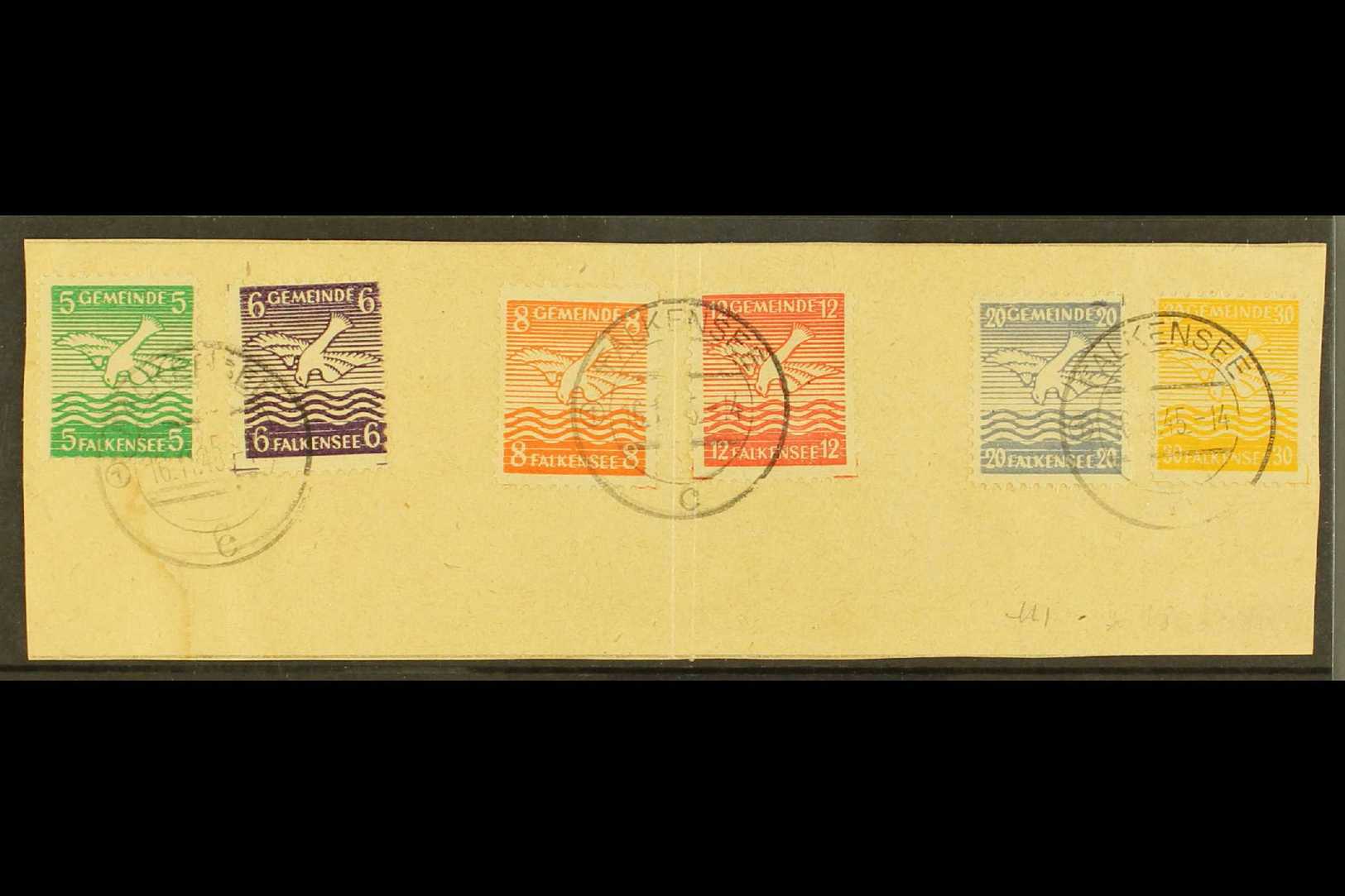 FALKANSEE  1945 Bird Definitive Set On Piece, Mi 1/6, Fine Used (6 Stamps) For More Images, Please Visit Http://www.sand - Otros & Sin Clasificación