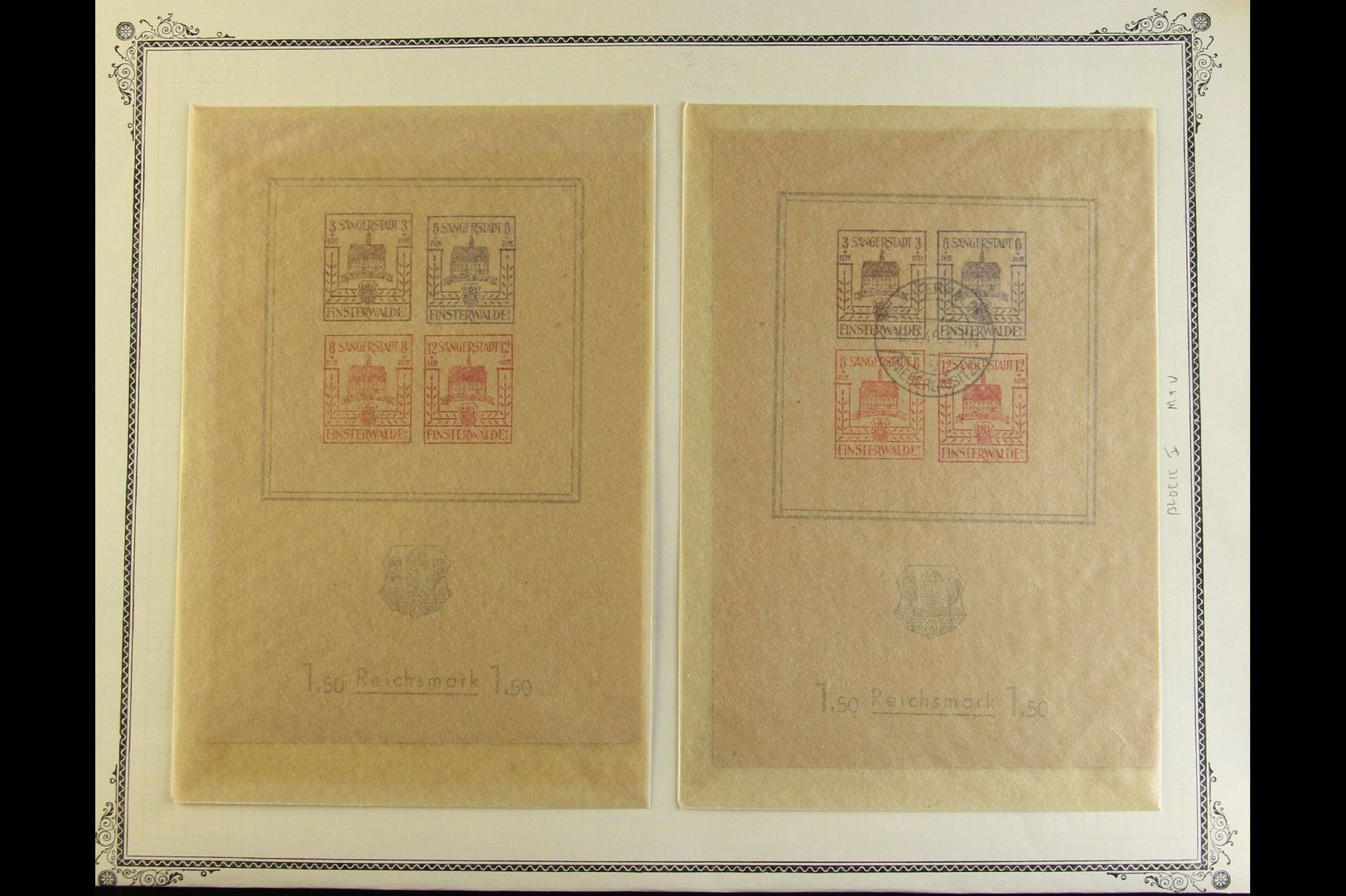 FINSTERWALDE  1946 Reconstruction Miniature Sheet (small Coat Of Arms), Michel Block 1, Both Never Hinged Mint And Very  - Autres & Non Classés