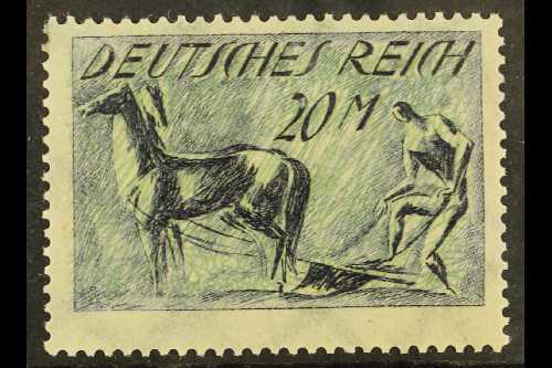 1921-22  20m Indigo & Green Ploughman Wmk Mesh GREEN BACKGROUND INVERTED Variety, Michel 196 I, SG 195a, Never Hinged Mi - Otros & Sin Clasificación