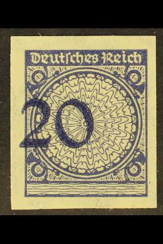 1923  (Dec) 20pf Violet-blue IMPERF (Michel 341 U, SG 355a), Very Fine Mint, Numeral '20' Shifted To The Left, Very Fres - Otros & Sin Clasificación