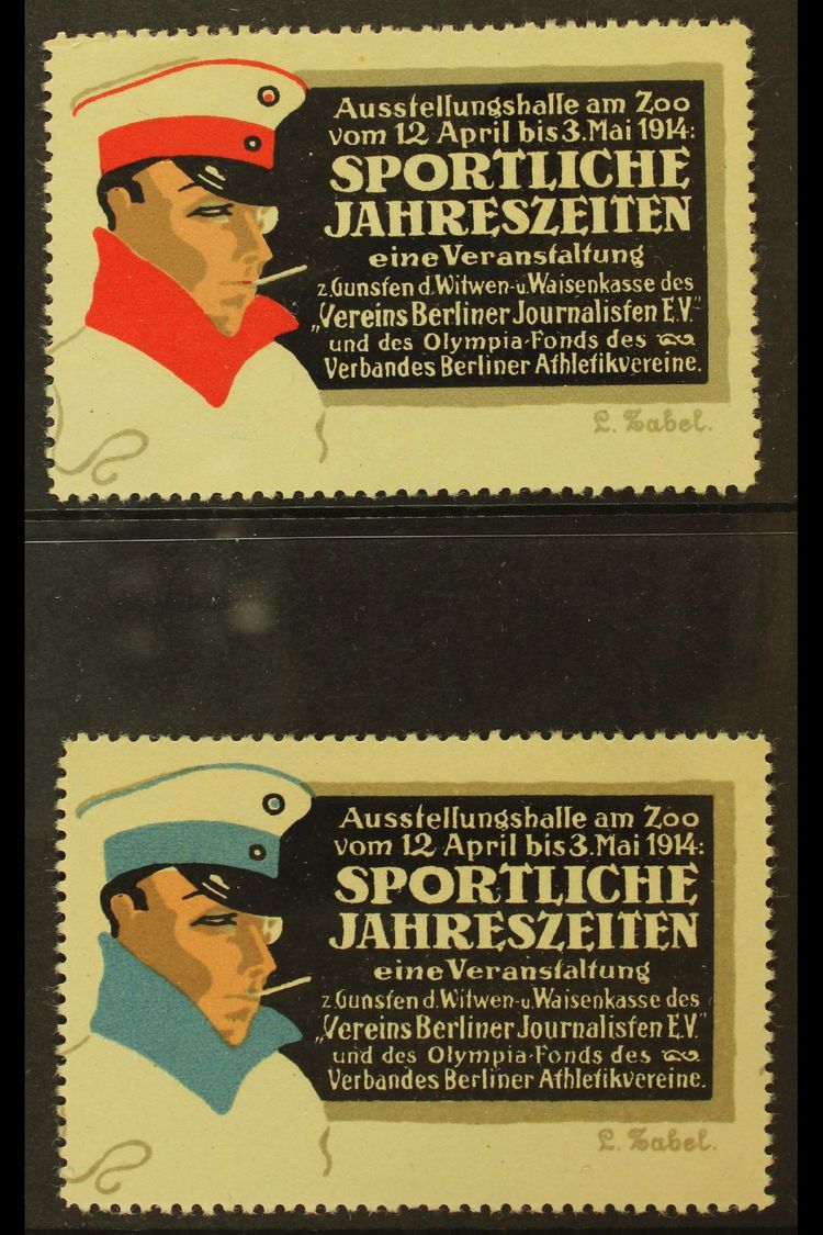 SPORT CHARITY LABELS  1914 'Sportliche Jahreszeiten' Set Of 2 Poster Stamps Issued To Raise Funds For The Widow's & Orph - Autres & Non Classés