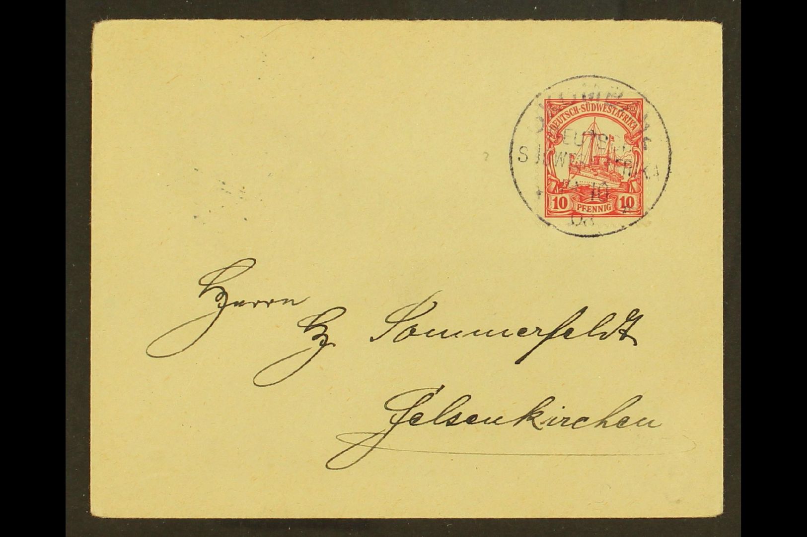 SOUTH WEST AFRICA  1908 (19 Oct) Cover Addressed To Germany, Bearing 1900 10pf (Michel 13) Tied By Scarce "OKOMBAHE" Cds - Autres & Non Classés