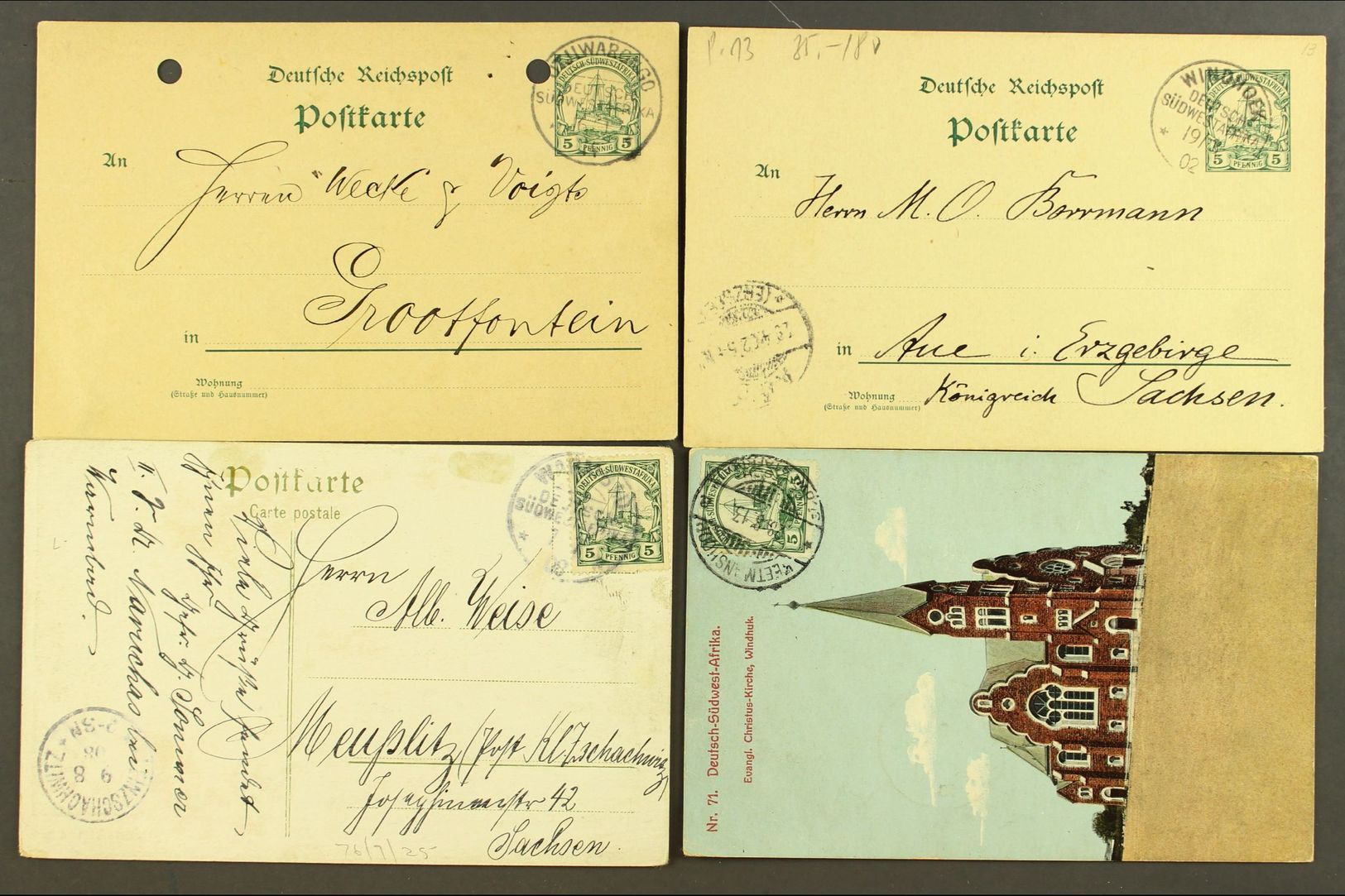 SOUTH WEST AFRICA  1902-1914 Small Group Of Covers & Cards Mostly Addressed To Germany, Inc 1908 & 1909 Covers With 10pf - Otros & Sin Clasificación