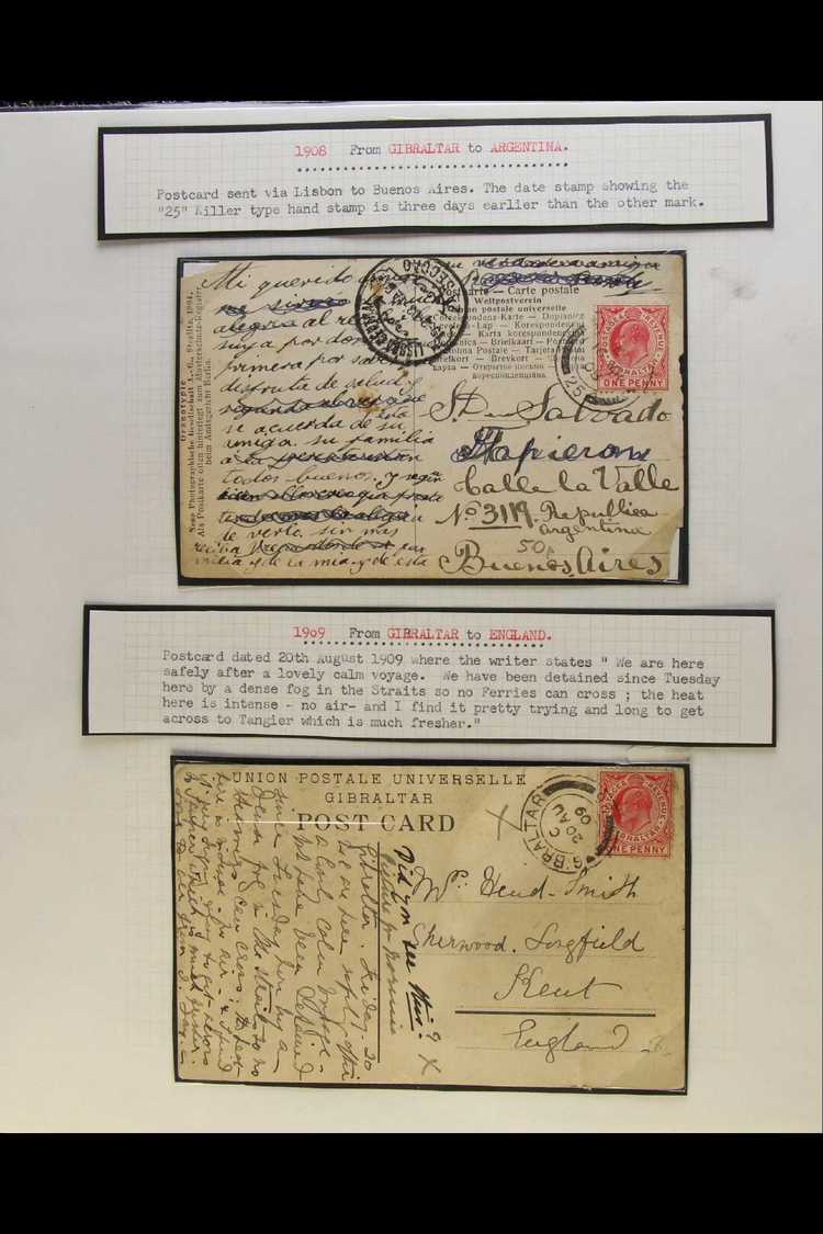 1903-1911  An Interesting Collection Of Mostly Used Picture Postcards Written Up On Leaves, Inc Various Postmark Types,  - Gibraltar