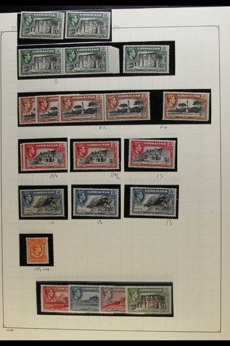 1938-51 PICTORIALS.  FINE MINT COLLECTION With Shades, Perf & Wmk Types In Hingeless Mounts On Leaves, Some Stamps Are N - Gibraltar
