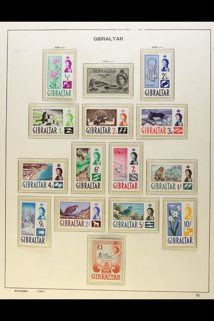 1960-1984 COMPLETE NEVER HINGED MINT COLLECTION  On Hingeless Pages, ALL DIFFERENT, Inc 1960-62 Set, 1967-69 Ships Set,  - Gibraltar