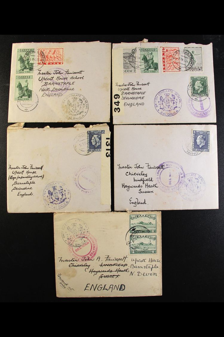 1939-40 CENSORED MAIL TO ENGLAND  A Group Of Censored Covers With Entire Letter Contents, Each From The British Consulat - Autres & Non Classés