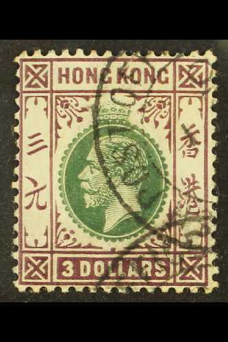 1912-21  $3 Green And Purple, SG 114, Fine Used With Good Colour. For More Images, Please Visit Http://www.sandafayre.co - Other & Unclassified