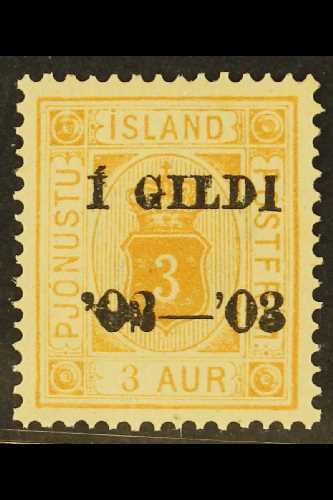 OFFICIAL  1902-03 3a Orange-ochre "I GILDI" Overprint Perf 14x13½ Position 46 (SG O88, Facit Tj 15a, Michel 10 A), Never - Otros & Sin Clasificación