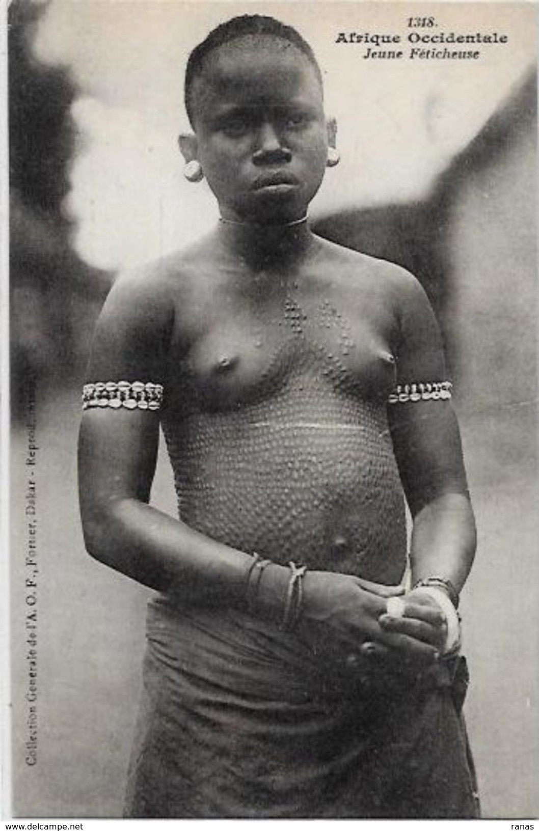 CPA Tatouage Afrique Noire Ethnic Scarification Non Circulé Sénégal Nu Féminin Femme Nue Fétiche Féticheuse - Senegal