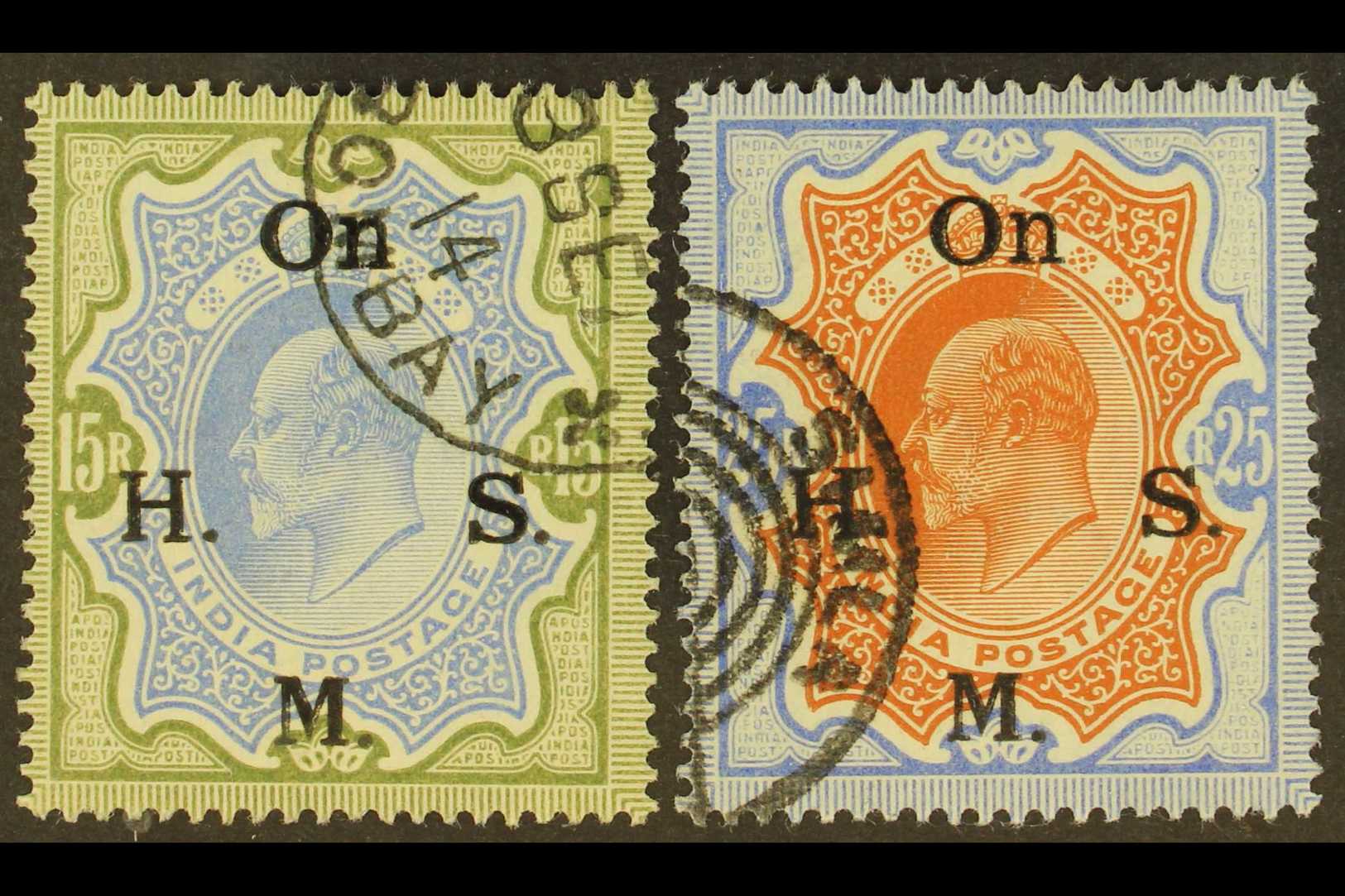 OFFICIAL  1909 KEVII 15R And 25R, SG O71/72, Very Fine Used. (2 Stamps) For More Images, Please Visit Http://www.sandafa - Autres & Non Classés