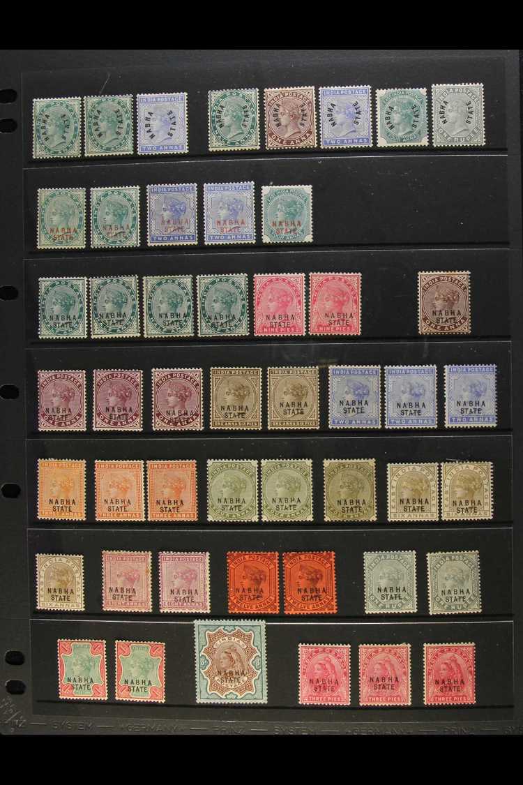 NABHA  1885-1912 MINT COLLECTION Presented On Stock Pages With Many Useful Shade Variants. Includes 1885 ½a & 2a, Plus ( - Otros & Sin Clasificación
