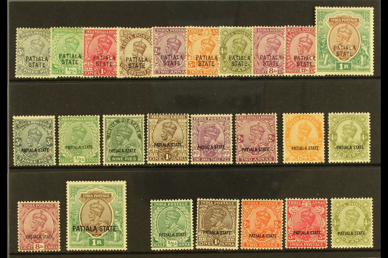 PATIALA  1912-37 MINT SELECTION On A Stock Card. Includes 1912-26 Most Values To 1r, 1928-34 Most Values To 1r, 1935-37  - Autres & Non Classés