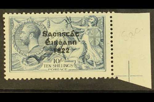 1922  10s Dull Grey Blue With Irish Free State Ovpt, Variety "Sac For Sao", SG 66 Var, Very Fine Marginal Mint Showing P - Otros & Sin Clasificación