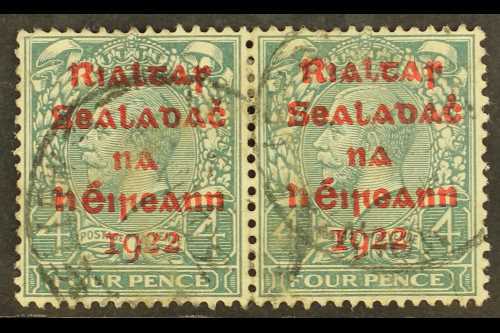 1922 DOLLARD  4d Grey Green With Carmine Overprint, SG 6c, Horizontal Pair, Fine Cds Used.  For More Images, Please Visi - Otros & Sin Clasificación
