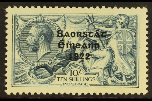 1922-23  10s Dull Grey-blue Seahorses "Saorstat" Overprint, SG 66, Very Fine Mint, Nice Centering, Very Fresh & Attracti - Other & Unclassified