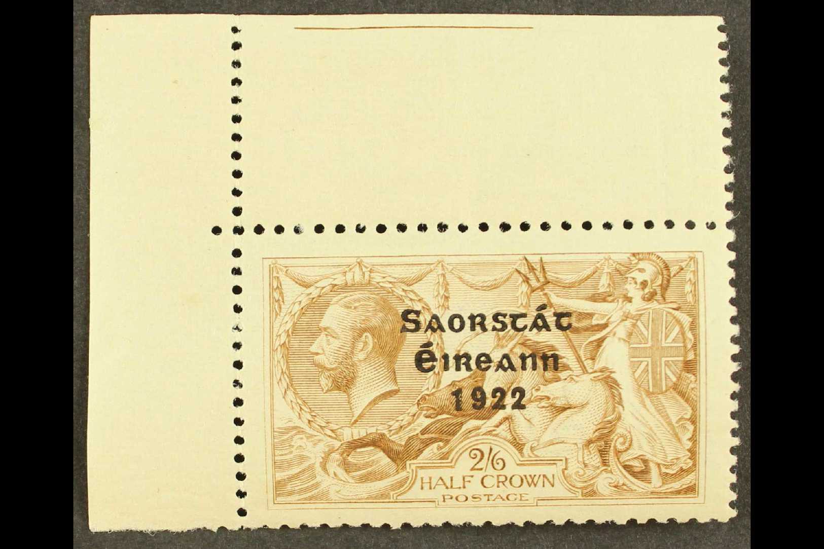 1922-23  2s6d Pale Brown Seahorse, SG 64, Upper Left Corner Example, Superb Never Hinged Mint. For More Images, Please V - Otros & Sin Clasificación