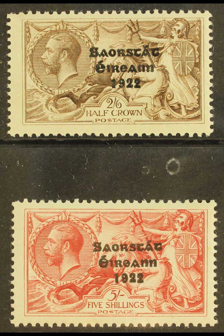 1925-28  2s6d Chocolate-brown & 5s Rose-carmine Seahorses With "Saorstat" Wide Date Overprints, SG 86/87, Fine Mint, Ver - Otros & Sin Clasificación