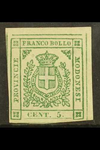 MODENA  1859 5c Green, Sass 12 Superb Mint With Huge Margins Showing Large Parts Of The Outer Frame Lines. Cat €2400 (£1 - Non Classés