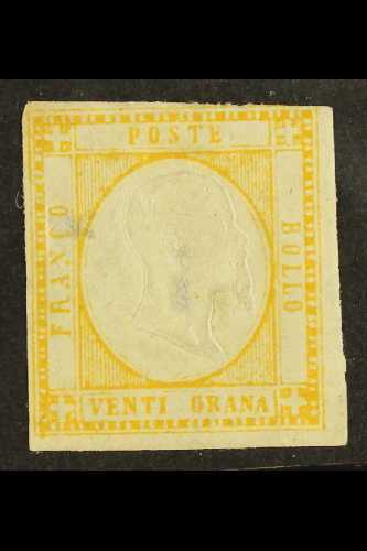 NEAPOLITAN PROVINCES  1861 20c Yellow-orange, SG 19, Mint, Thins, Three Margins, Cat.£600. For More Images, Please Visit - Unclassified