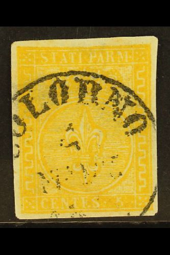 PARMA  1853 5c Orange Yellow, Sass 6, Very Fine Used With Neat Colorno Cds Cancel. For More Images, Please Visit Http:// - Sin Clasificación